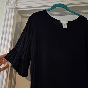 New York & Company Black Flare Sleeve Blouse